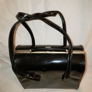 Vintage black patent leather purse